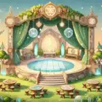 Illustration représentant l'estrade et les tournois de jeux de société durant le festival Ludi'Vaux