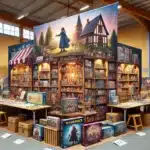 Illustration représentant la vente de jeux de société durant le festival Ludi'Vaux
