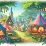 Illustration représentant le village des partenaires et sponsors durant le festival Ludi'Vaux