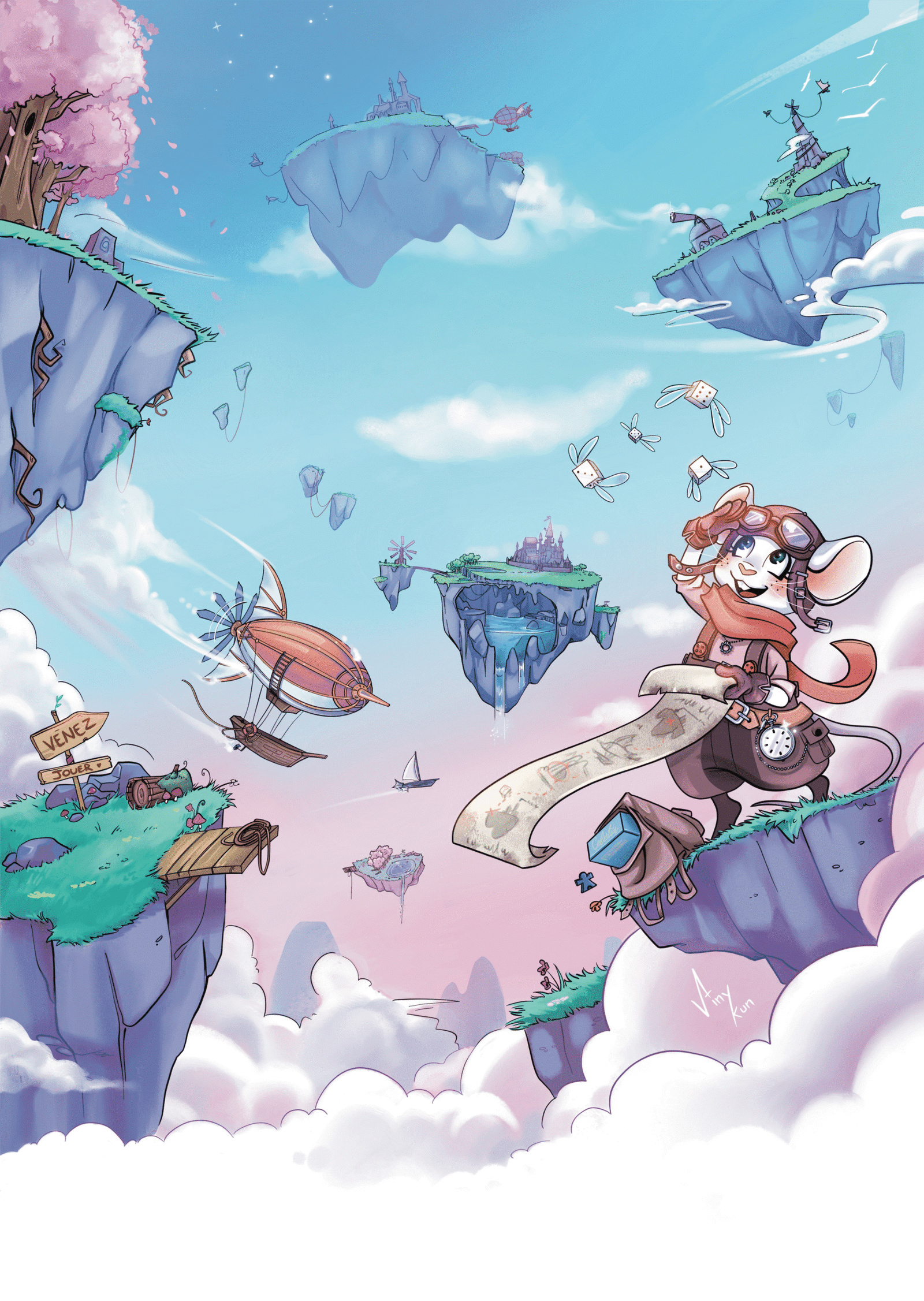 Fond d'écran du festival Ludi'Vaux 2026, se déroulant à Vaux-le-Pénil (77). Création de l'illustratrice Viny-kun